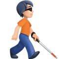 Person With White Cane Facing Right Emoji Facebook