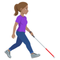 Woman With White Cane Facing Right Emoji Joypixels
