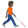 Person With White Cane Facing Right Emoji Joypixels